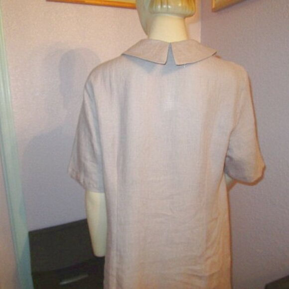 NWT Oda Lux LINEN Midi Size XL 44 DRESS Lavender COWL NECK Short Sleeve POCKETS - Picture 9 of 12